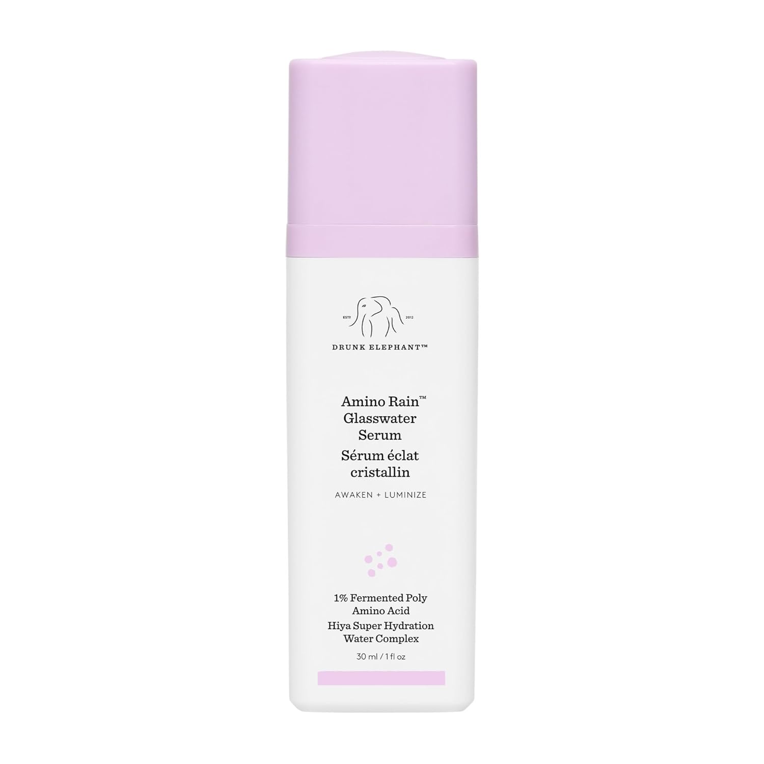 Drunk Elephant Amino Rain Glasswater Serum - 30 ml/1 fl oz - Clean Clinical Skincare - Cruelty-Free - Dermatologist-Tested - Free of Essential Oils, Silicones, and Fragrance