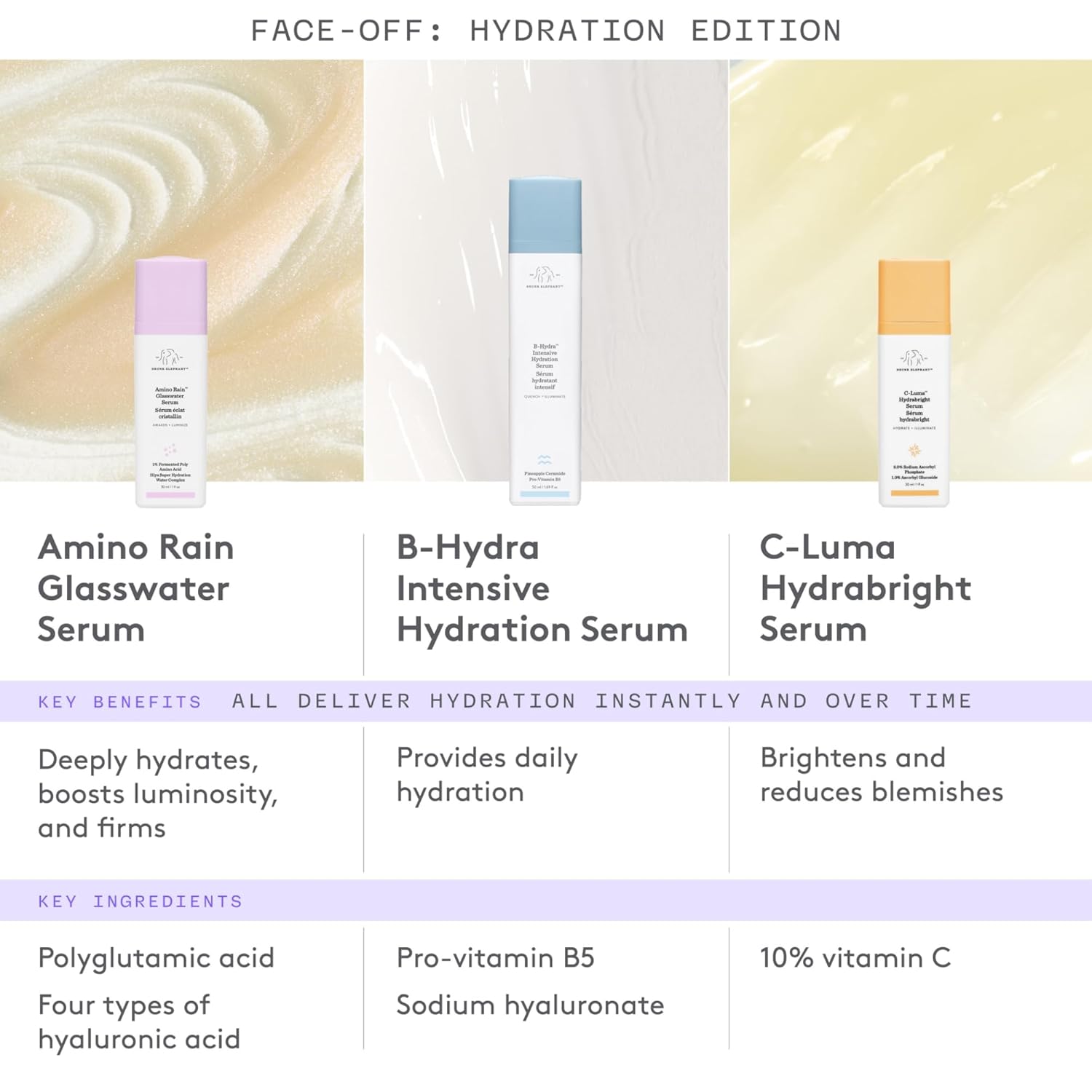 Drunk Elephant Amino Rain Glasswater Serum - 30 ml/1 fl oz - Clean Clinical Skincare - Cruelty-Free - Dermatologist-Tested - Free of Essential Oils, Silicones, and Fragrance