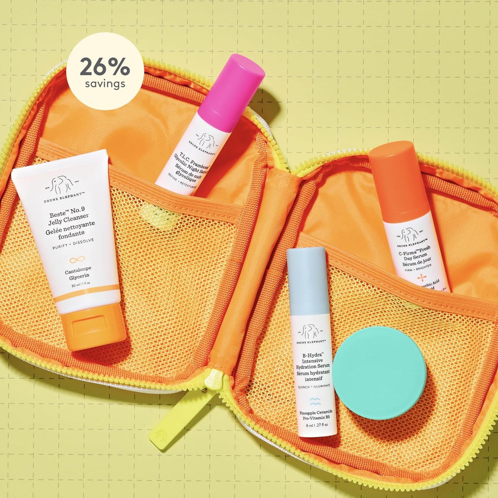 Drunk Elephant The Littles Kit - 5 Travel-Friendly A.M. and P.M. Essentials - Clean Clinical Skincare - Cruelty-Free - Dermatologist-Tested - Free of Essential Oils, Silicones, and Fragrance